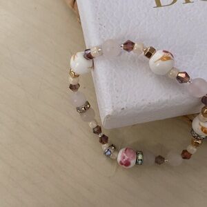🌷New Rose Quartz Semi Precious Bead Bracelet 5.5-6.5